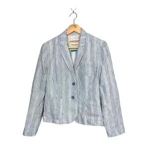 Anthropologie Cartonnier Linen Stripe Blazer | Whimsical | Coastal Chic